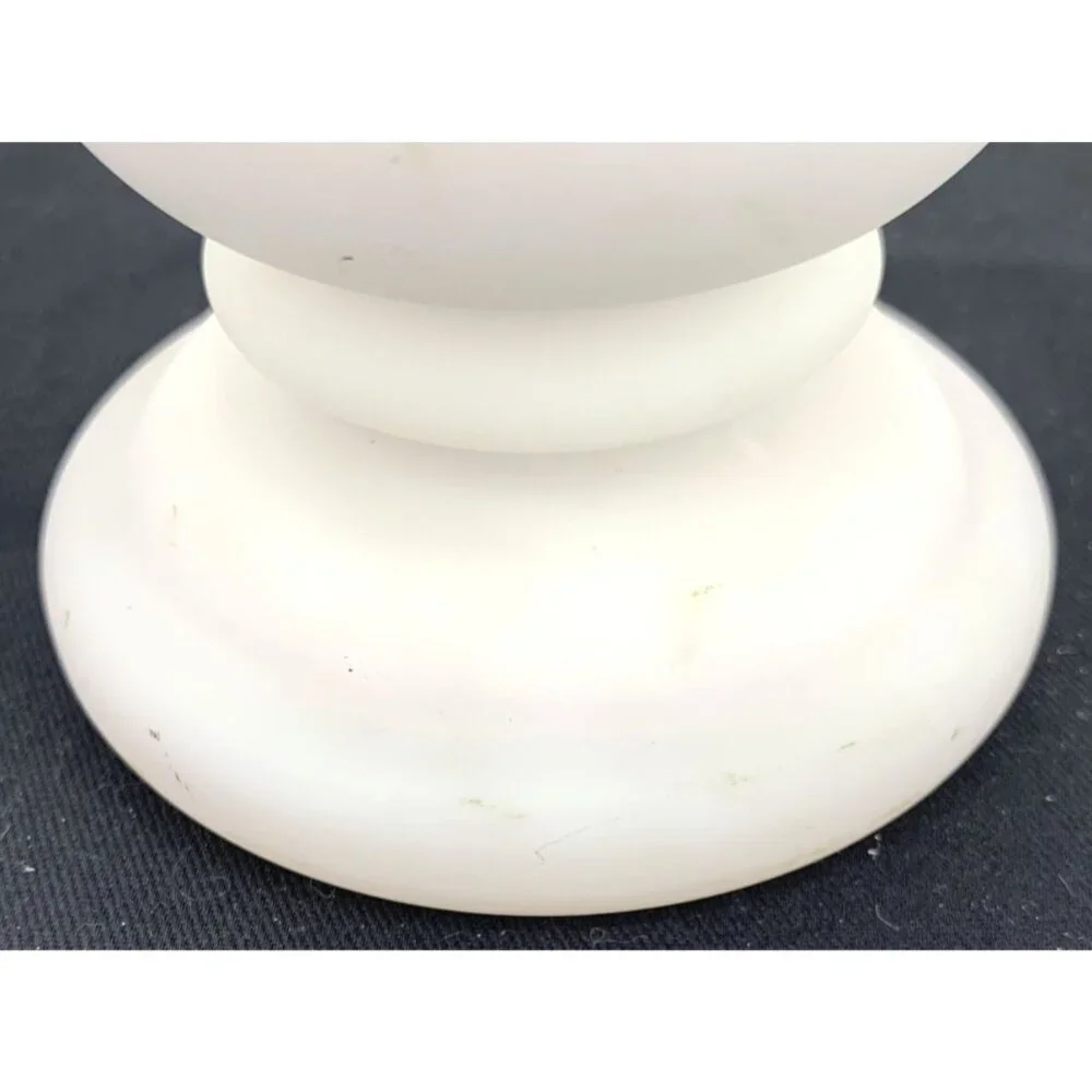 Fenton Vase Satin Glass White Pink Ruffled Edge Melon 7